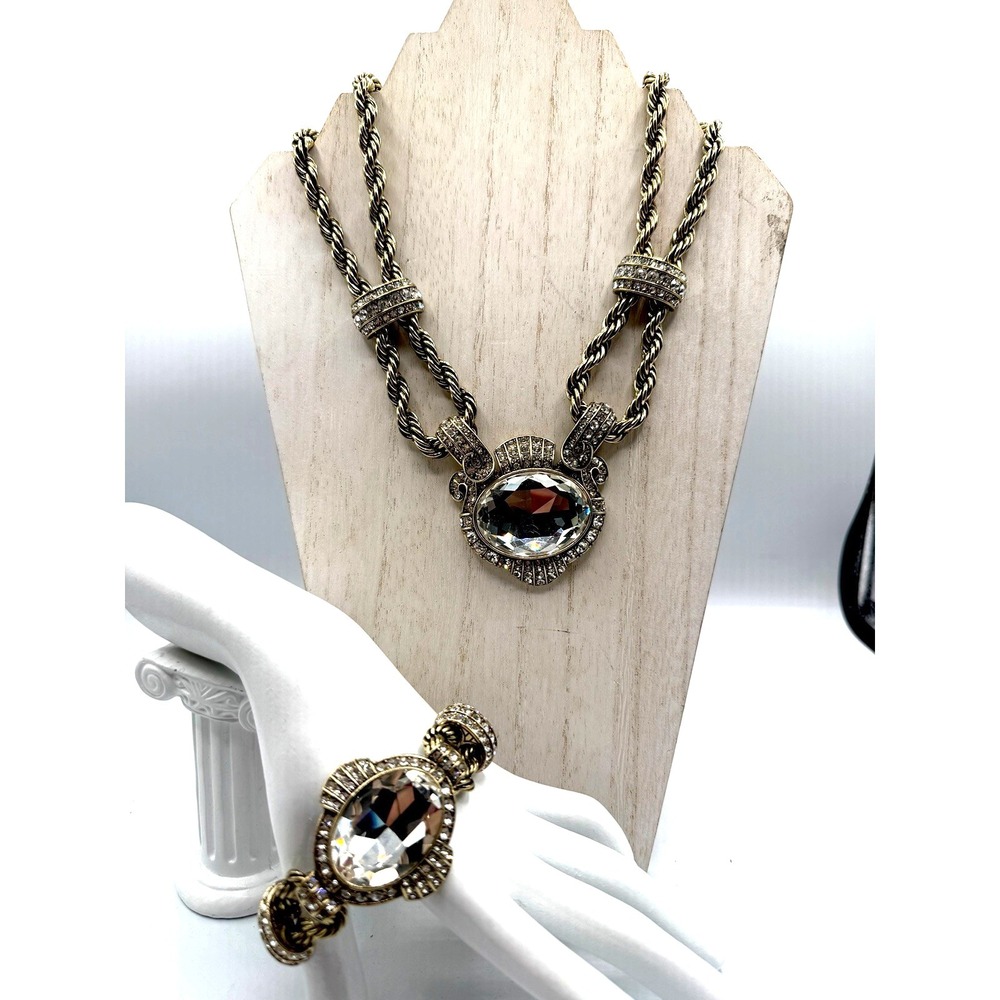 Heidi Daus Chain Of Events CLEAR Necklace Bracelet Jewelry Set OF 2 STUNNING!